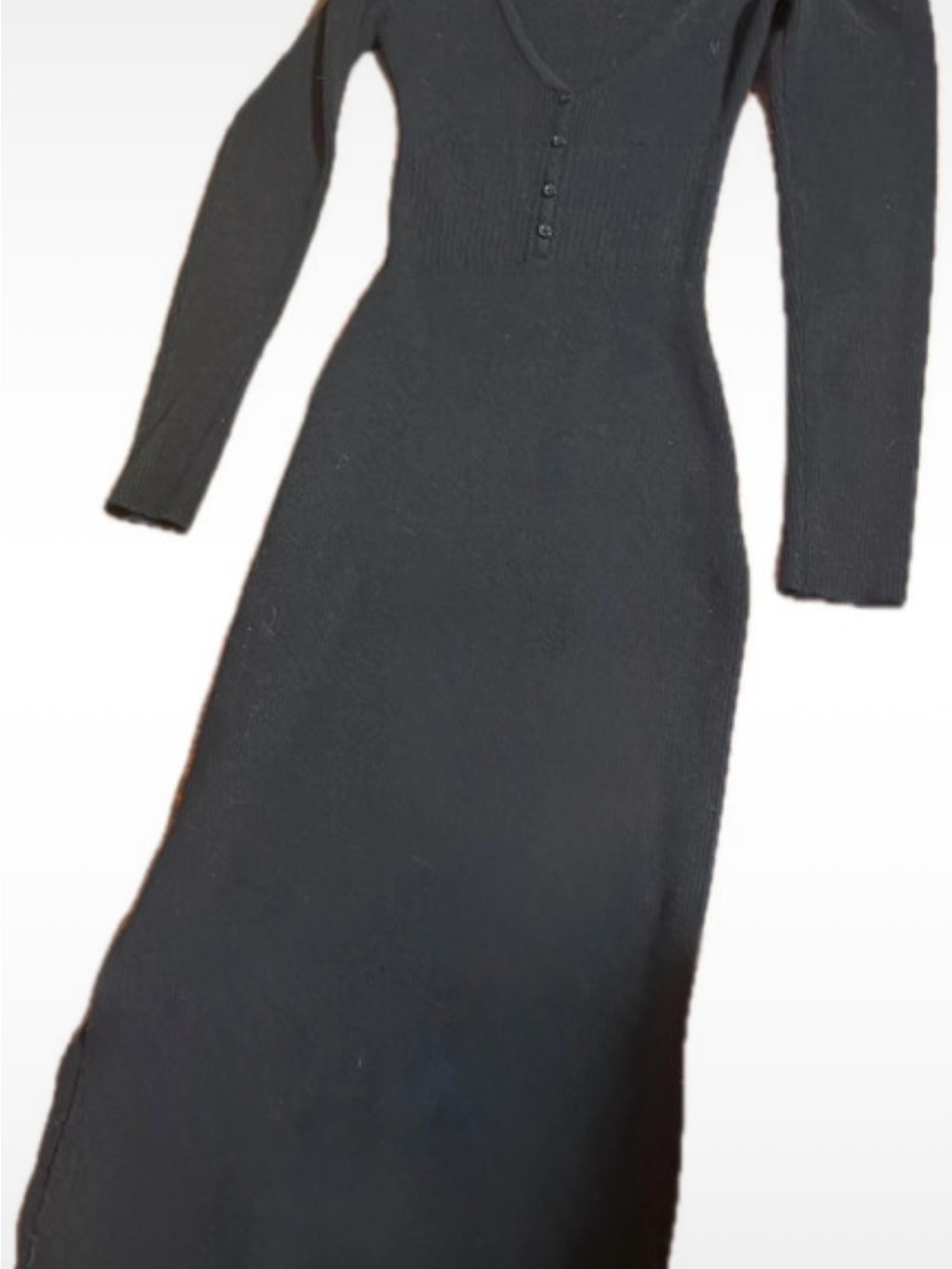 Bardot Black Ribbed Long-Sleeve Maxi Dress